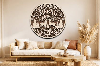 Christmas Deer Forest Laser Cut SVG