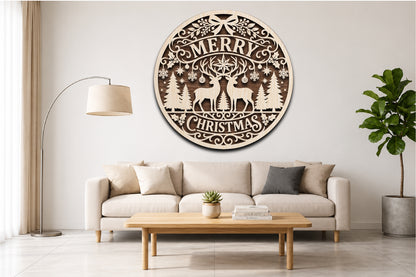 Christmas Deer Forest Laser Cut SVG