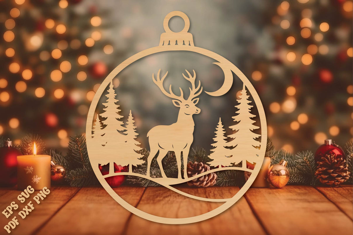 Christmas Deer Forest Ornament SVG