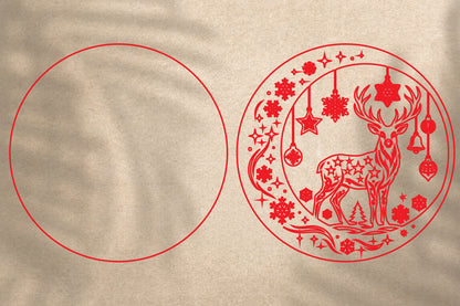 Christmas Deer Laser Cut SVG | Reindeer Christmas Ornament Design