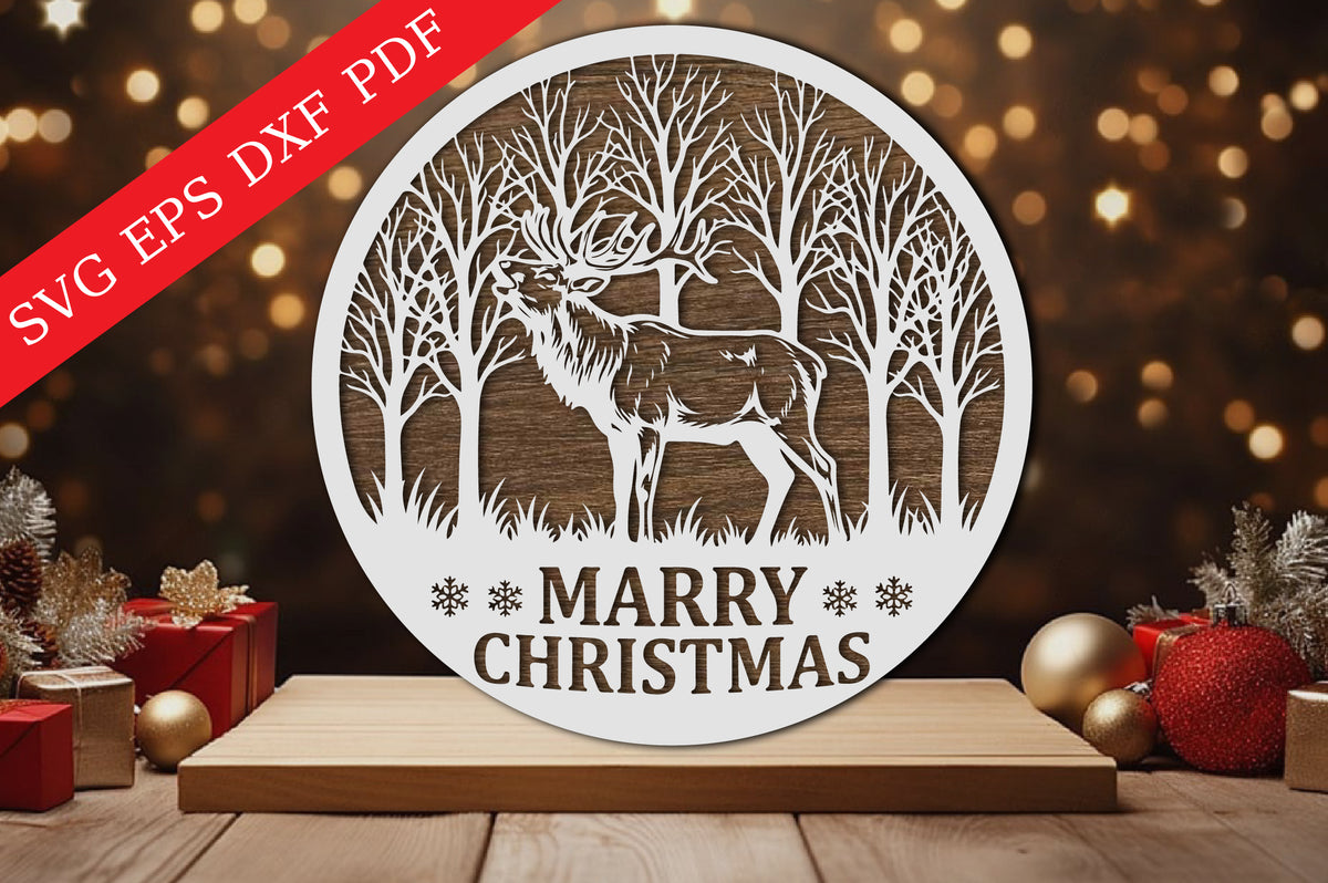 Christmas Deer Layered Mandala Laser Cut SVG