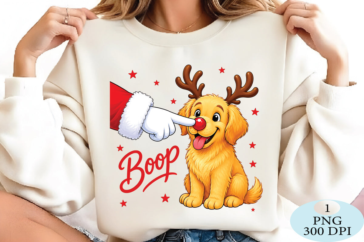 Christmas Dog Boop Reindeer PNG