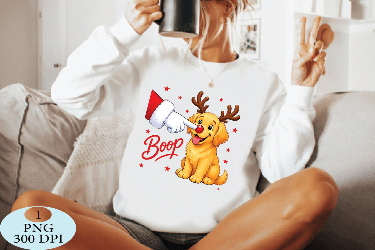 Christmas Dog Boop Reindeer PNG