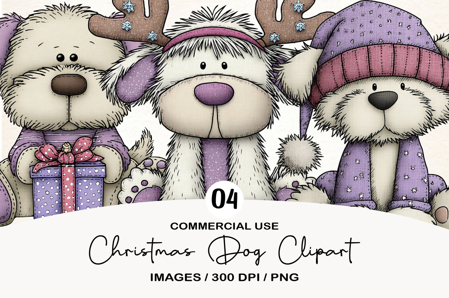Christmas Dog Clipart PNG Cute Winter Dogs