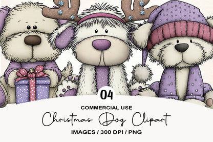 Christmas Dog Clipart PNG Cute Winter Dogs