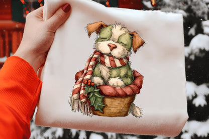 Christmas Dog Clipart PNG Bundle | Cute Watercolor Holiday Dogs Clipart | Festive Christmas Puppy PNG