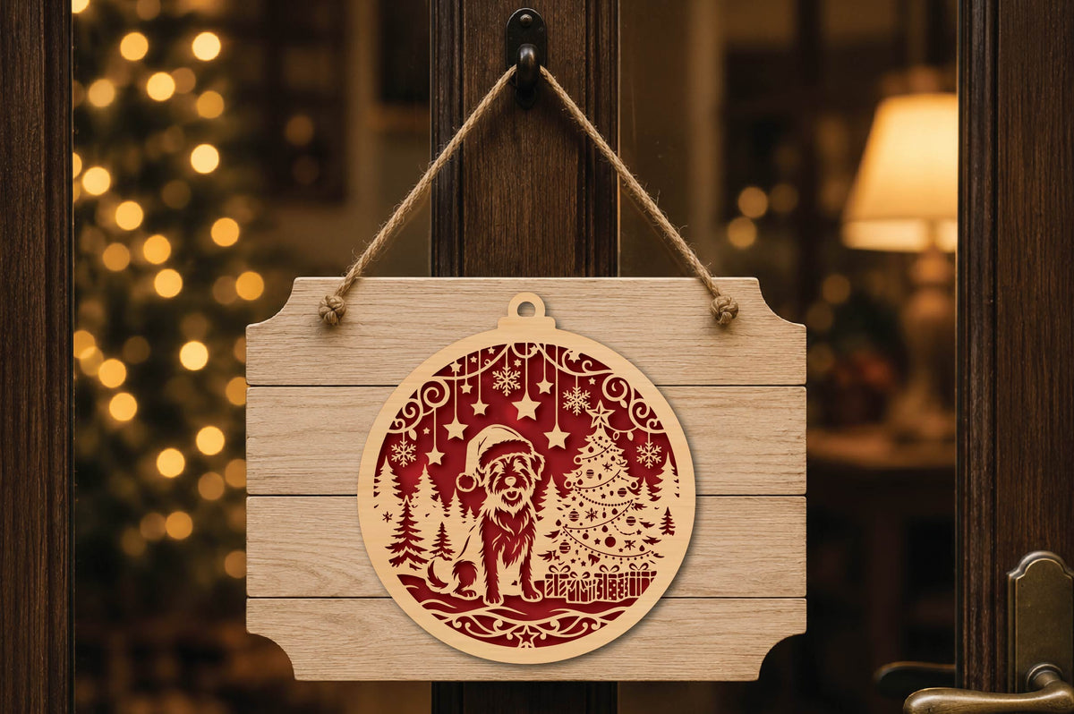 Christmas Dog Ornament Laser Cut SVG