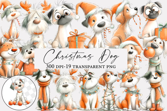 Christmas Dog PNG Cute Holiday Puppy Clipart Sublimation Design