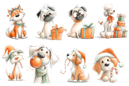 Christmas Dog PNG Cute Holiday Puppy Clipart Sublimation Design