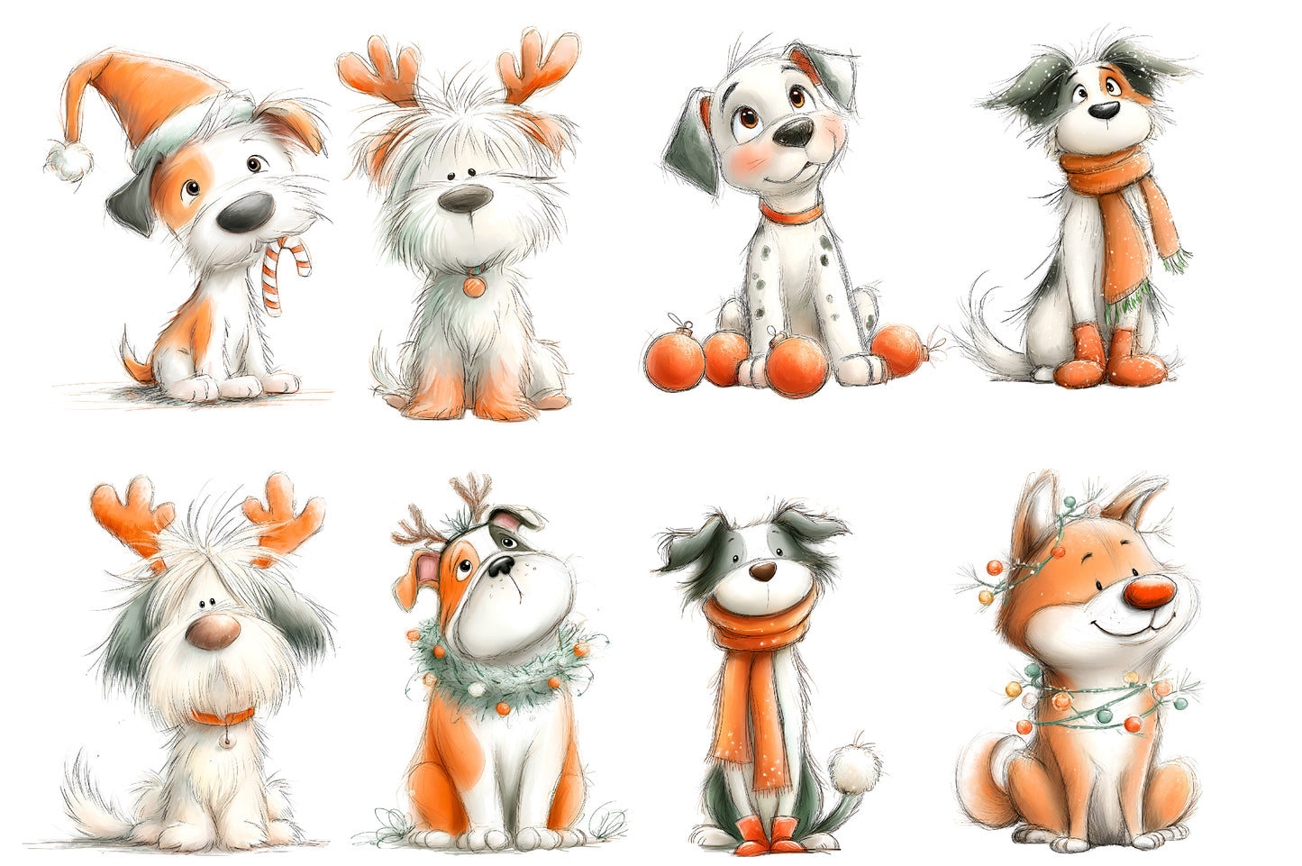 Christmas Dog PNG Cute Holiday Puppy Clipart Sublimation Design