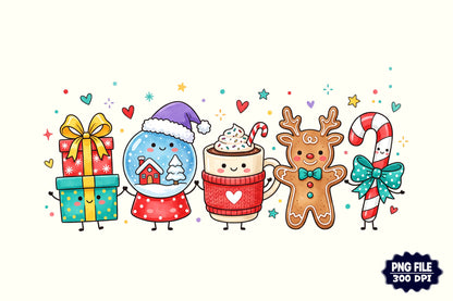 Christmas Doodle Characters PNG Cute Holiday Christmas Clipart