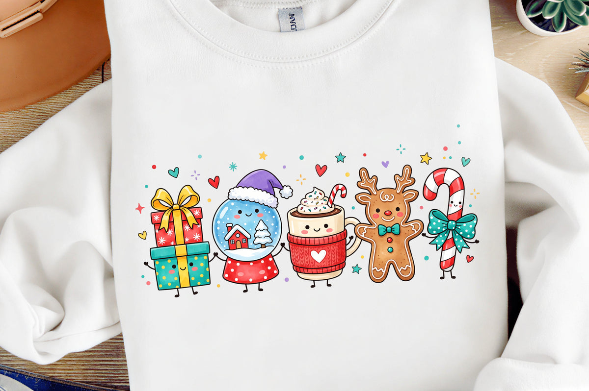 Christmas Doodle Characters PNG Cute Holiday Christmas Clipart
