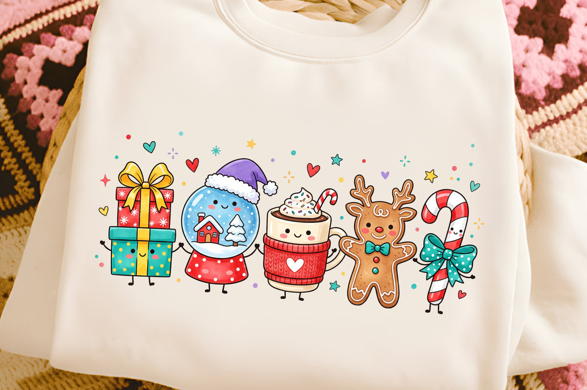 Christmas Doodle Characters PNG Cute Holiday Christmas Clipart