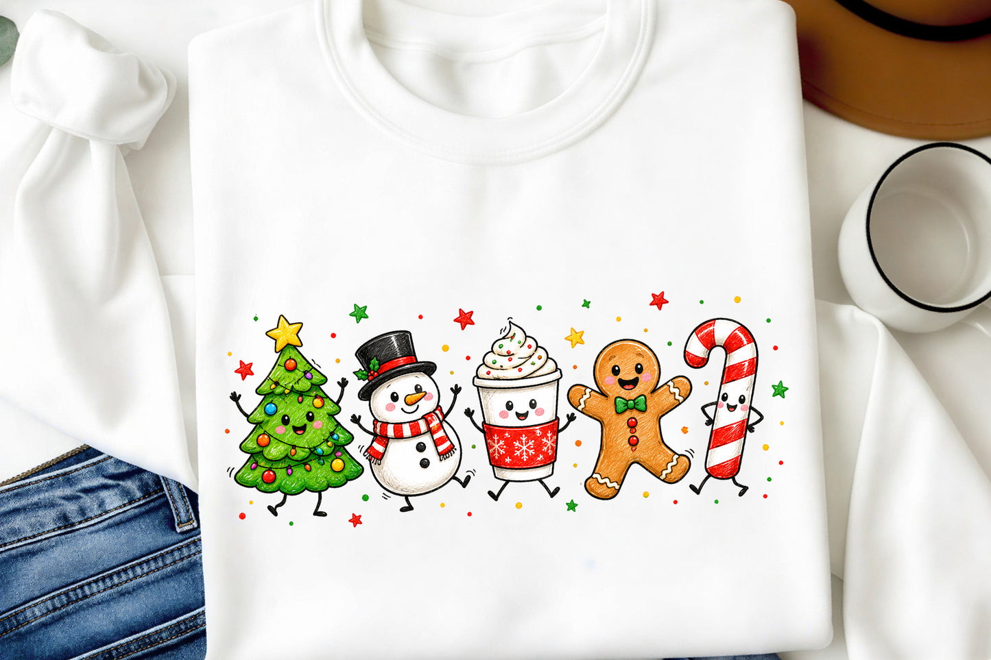Cute Christmas Doodle Characters PNG Christmas Sublimation