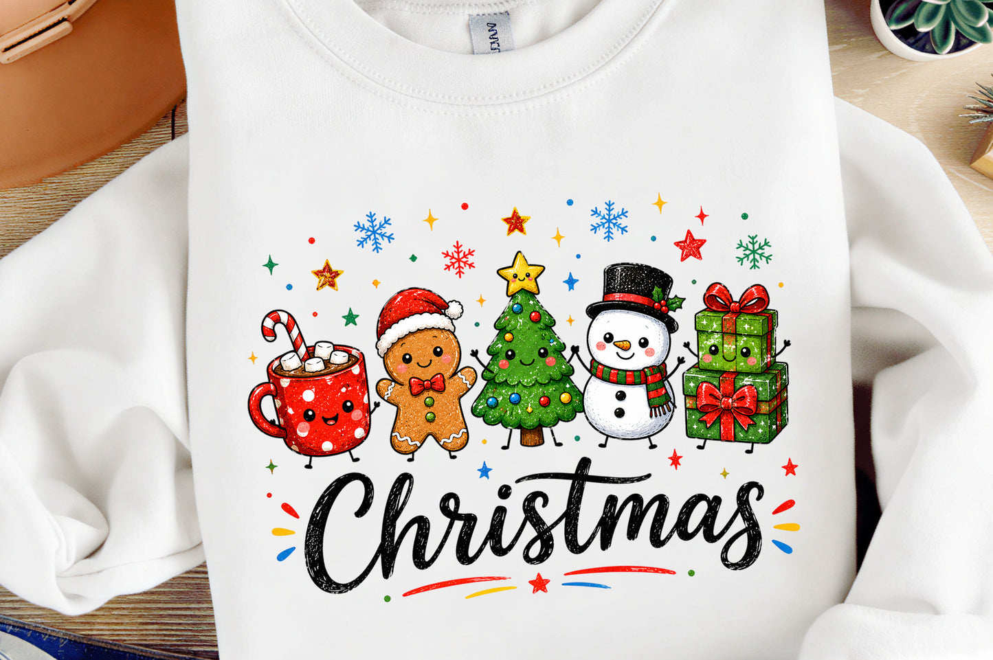 Christmas Doodle Characters Gingerbread Snowman Christmas Tree PNG