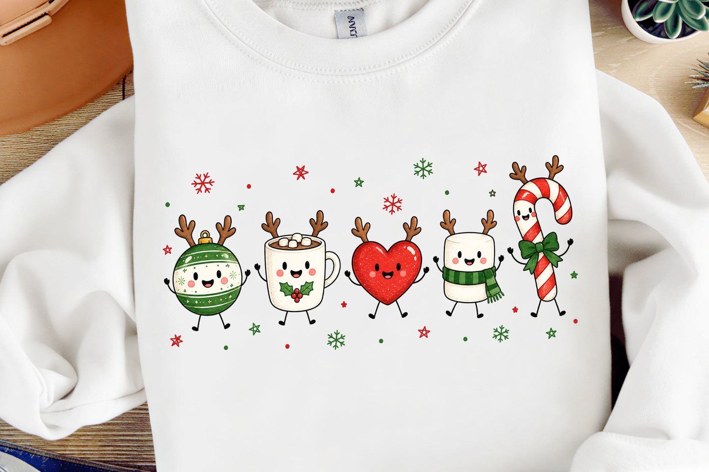 Cute Christmas Doodle PNG, Hot Cocoa Candy Cane Ornament Holiday Sublimation Design