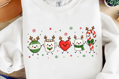 Cute Christmas Doodle PNG, Hot Cocoa Candy Cane Ornament Holiday Sublimation Design
