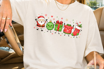 Cute Christmas Doodle Characters PNG Santa Ornament Gift Sweater Stocking Sublimation