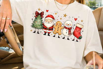 Christmas Doodle Characters PNG Santa Tree Gingerbread Snowman Stocking Sublimation