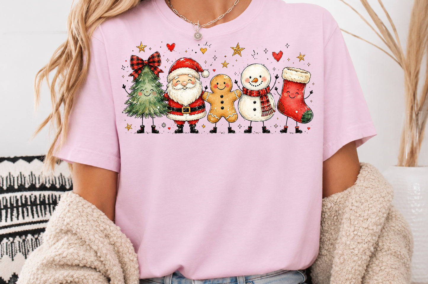 Christmas Doodle Characters PNG Santa Tree Gingerbread Snowman Stocking Sublimation