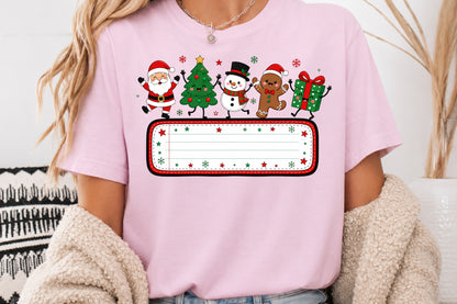 Cute Christmas Doodle Custom Name Sign PNG Santa Tree Snowman Gingerbread Gift Sublimation