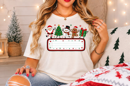 Cute Christmas Doodle Custom Name Sign PNG Santa Tree Snowman Gingerbread Gift Sublimation