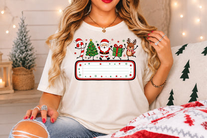 Cute Christmas Custom Name Sign PNG Candy Cane Tree Santa Gift Reindeer Sublimation