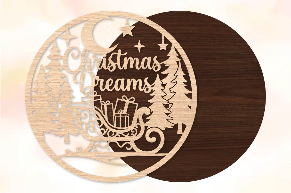 Christmas Dreams Sleigh Laser Cut SVG