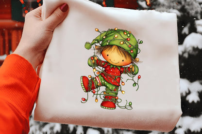 Christmas Elf Clipart PNG Bundle | Cute Watercolor Holiday Elf Clipart | Festive Christmas Elf PNG