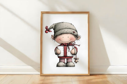 Christmas Elf Clipart PNG Bundle | Cute Watercolor Holiday Elf Clipart