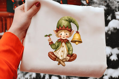 Christmas Elf Watercolor Clipart PNG Bundle | Cute Holiday Elf Clipart