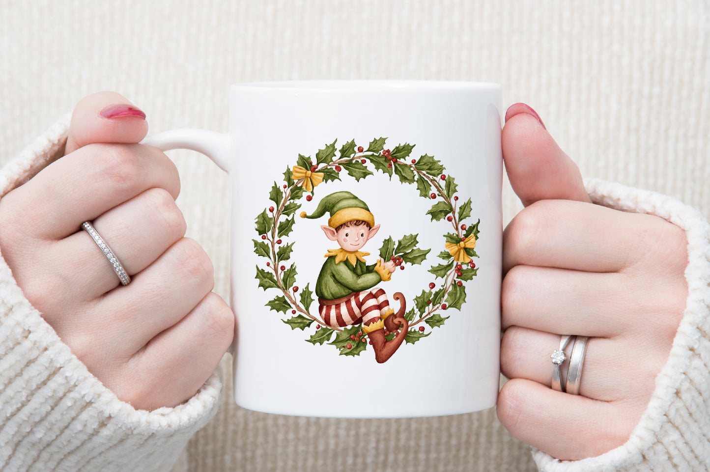 Christmas Elf Watercolor Clipart PNG Bundle