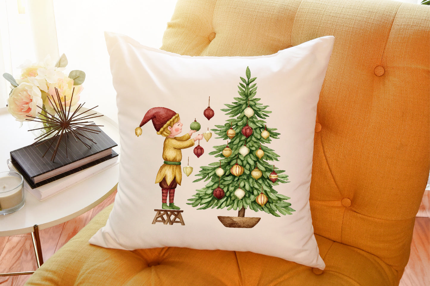 Christmas Elf Watercolor Clipart PNG Bundle