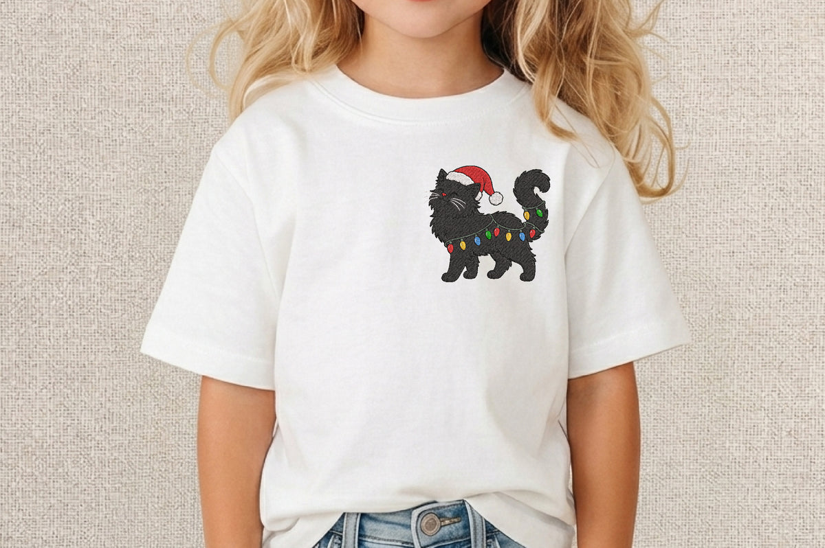 Christmas Embroidery Designs Cat – Cute Christmas Cat Machine Embroidery Pattern, Festive Holiday Cat Embroidery Design