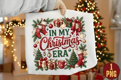 In My Christmas Era PNG, Christmas Stockings Gift Sublimation Design, Holiday Christmas Tree Presents PNG