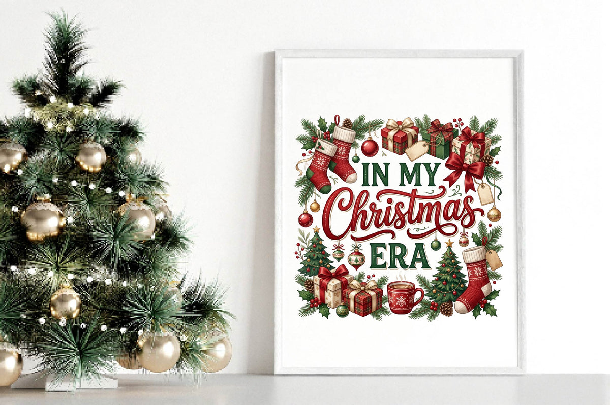 In My Christmas Era PNG, Christmas Stockings Gift Sublimation Design, Holiday Christmas Tree Presents PNG
