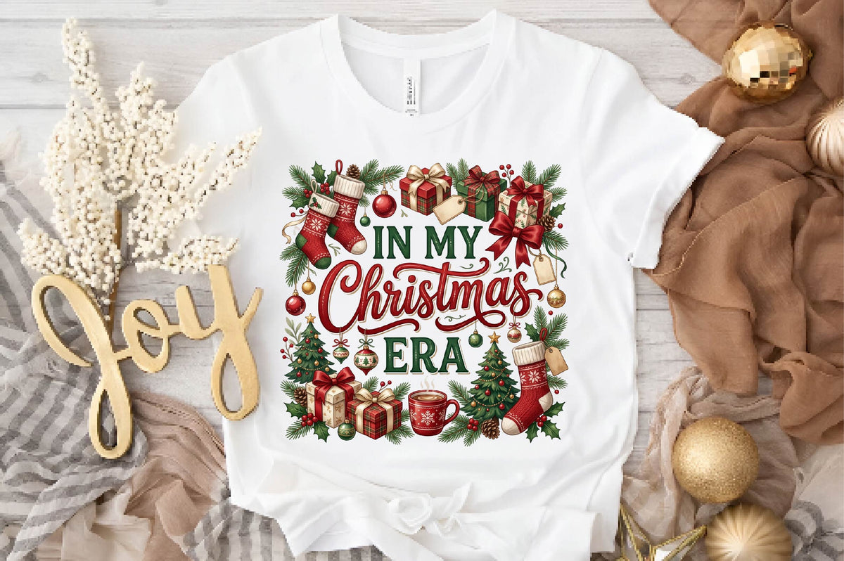 In My Christmas Era PNG, Christmas Stockings Gift Sublimation Design, Holiday Christmas Tree Presents PNG