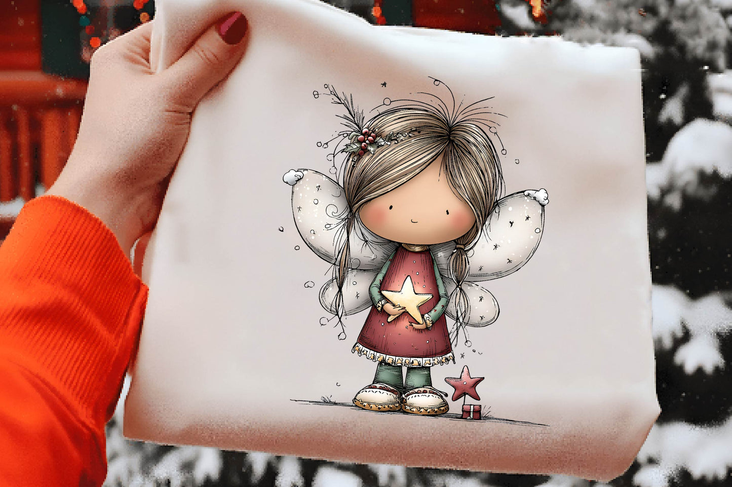 Christmas Fairy Clipart PNG Bundle | Magical Watercolor Holiday Fairy Clipart