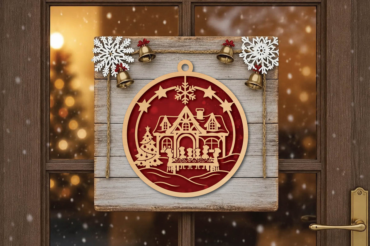 Christmas Family Dinner Ornament Laser Cut SVG