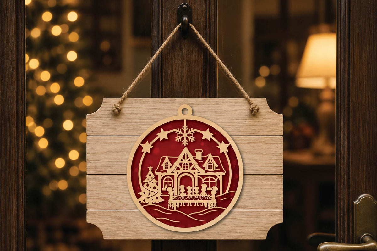 Christmas Family Dinner Ornament Laser Cut SVG