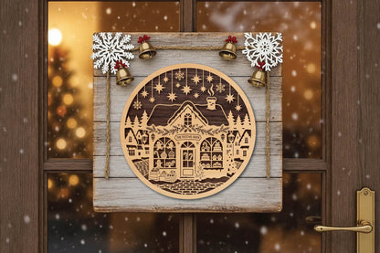 Christmas Festive Bakery Shop Laser Cut SVG, Holiday Bakery Ornament Cut File