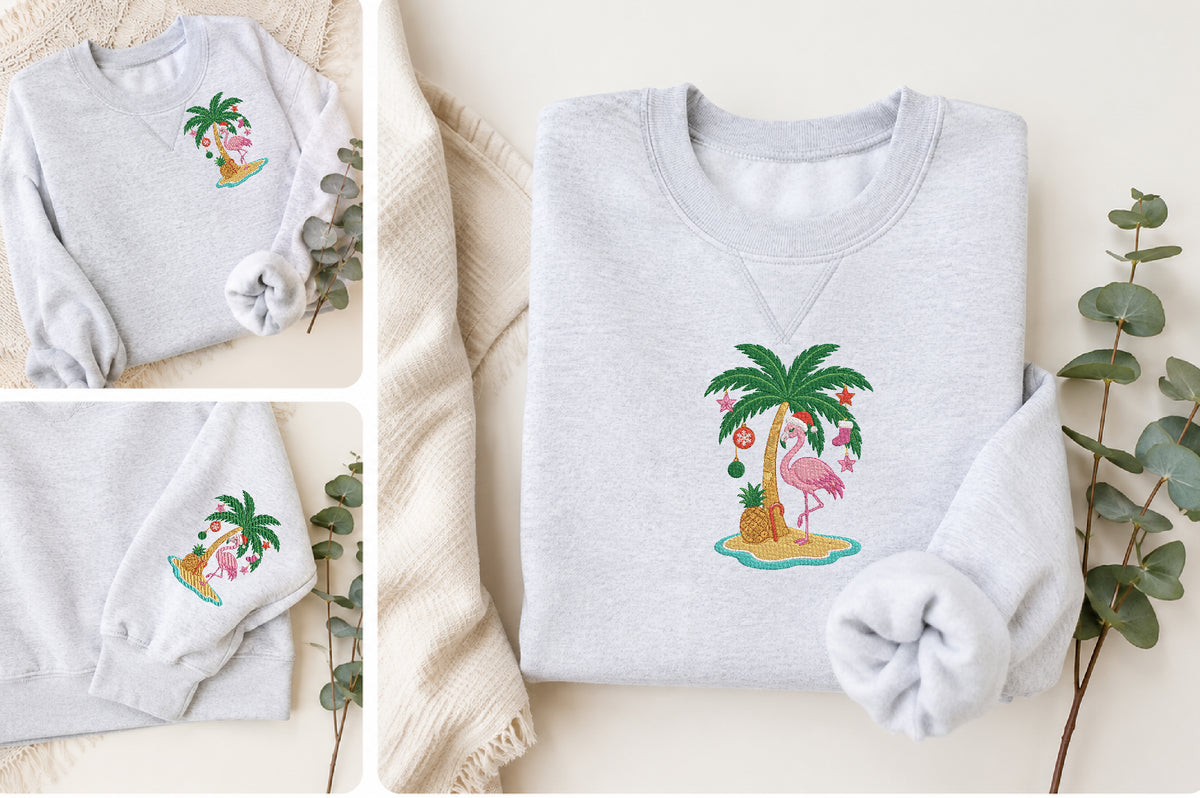 Christmas Flamingo Embroidery Design