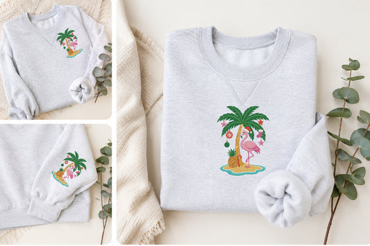 Christmas Flamingo Embroidery Design