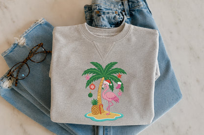 Christmas Flamingo Embroidery Design