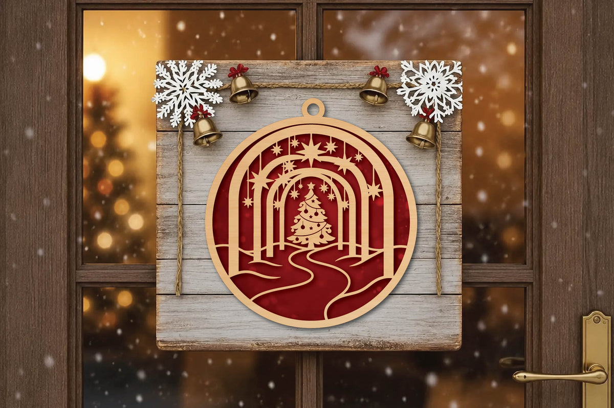 Christmas Forest Tunnel Ornament Laser Cut SVG