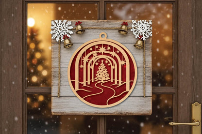 Christmas Forest Tunnel Ornament Laser Cut SVG