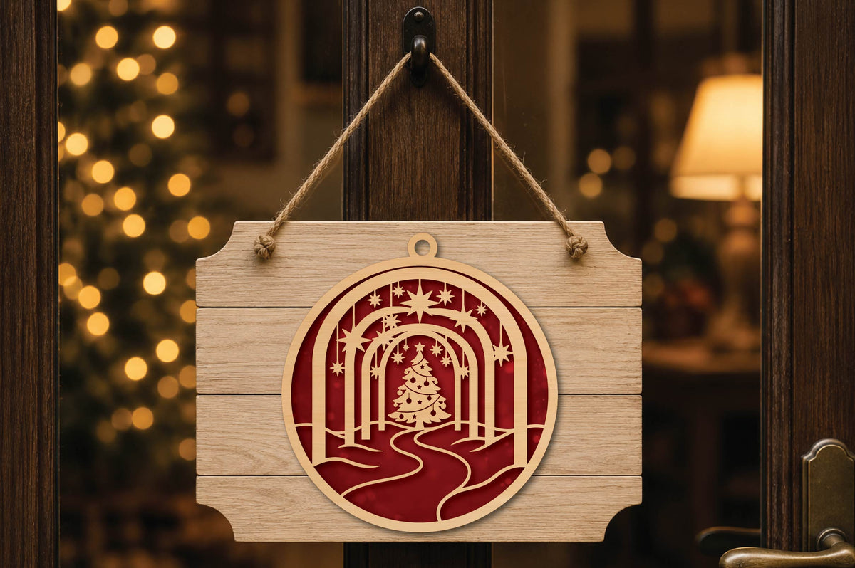 Christmas Forest Tunnel Ornament Laser Cut SVG