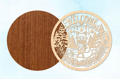 Christmas Fox Welcome Laser Cut SVG