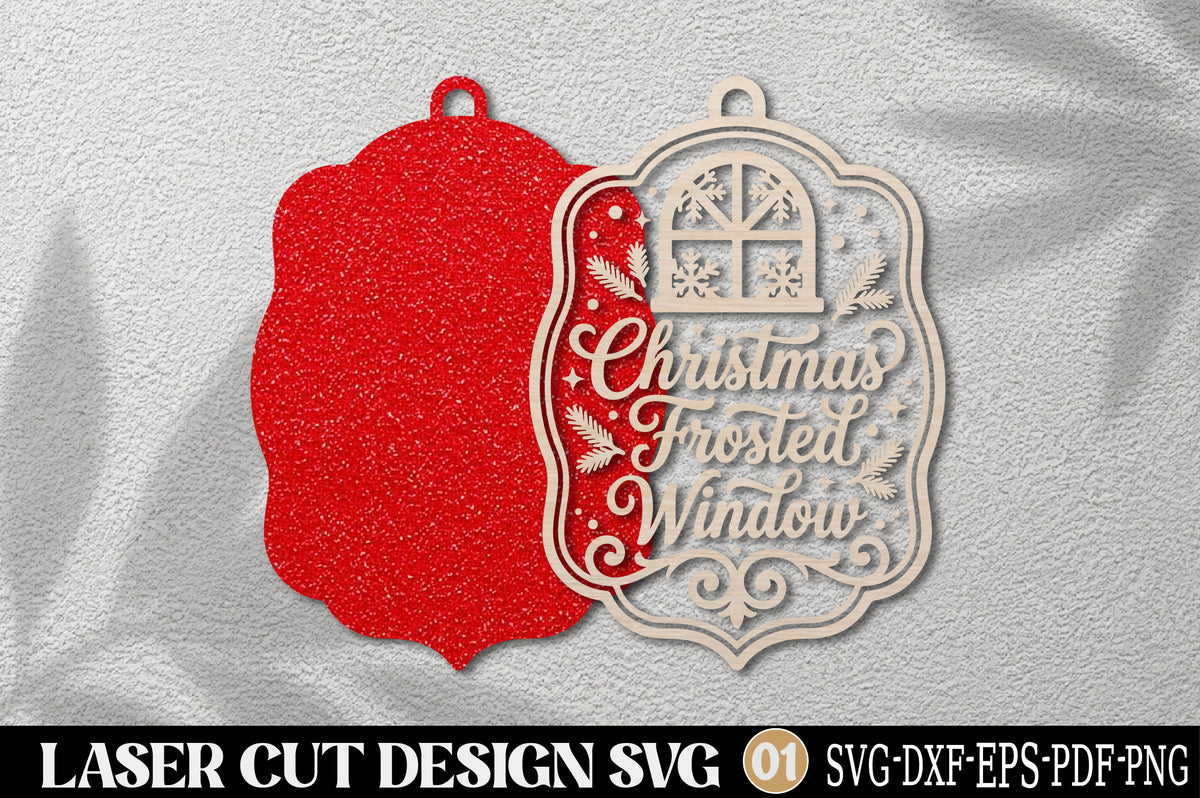 Christmas Frosted Window Laser Cut SVG | Christmas Ornament Cut File
