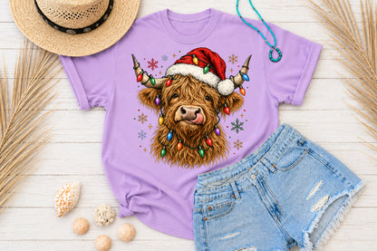 Funny Christmas Highland Cow PNG Clipart